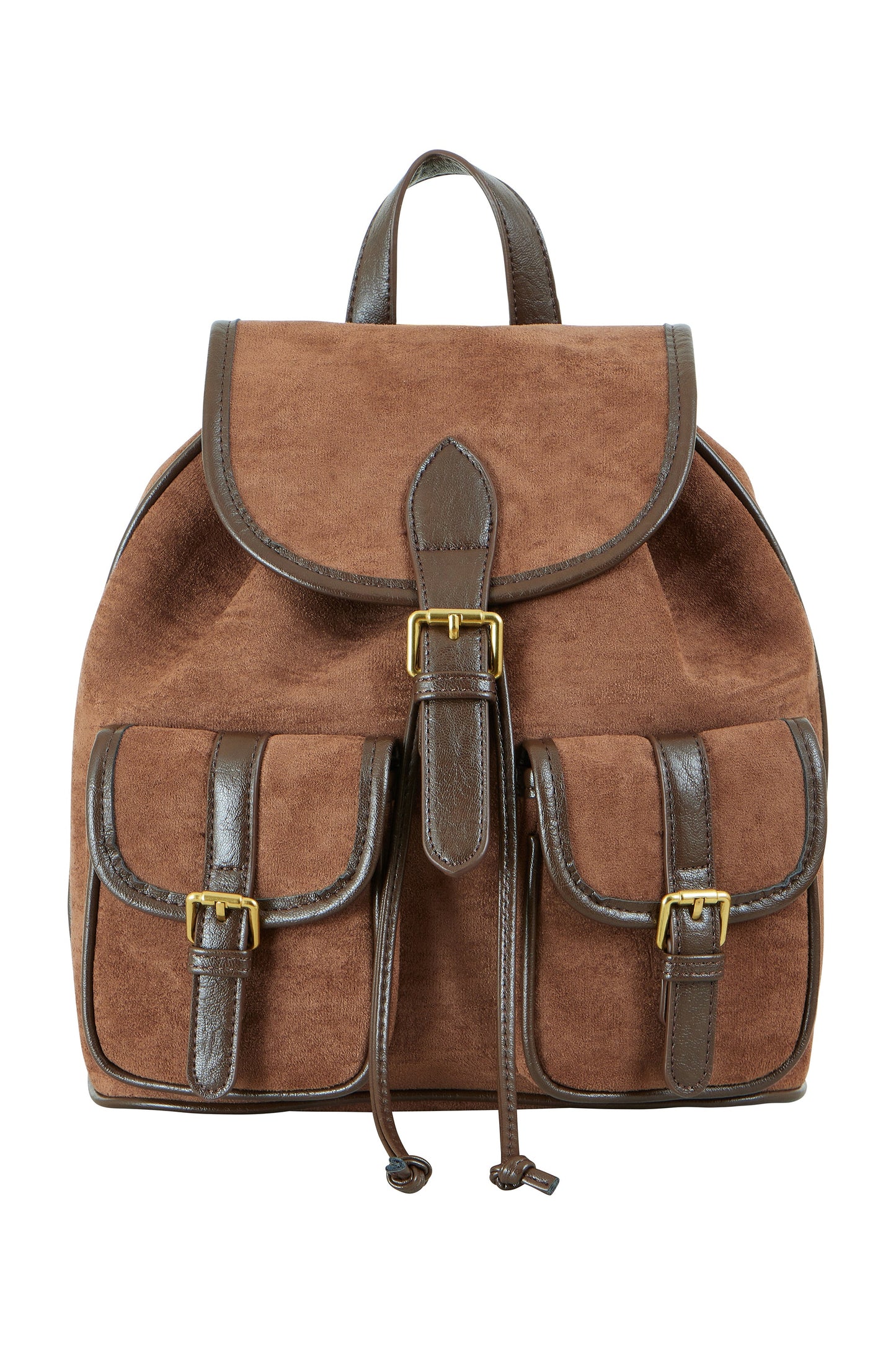 Yumi Tan Faux Suede Pocket Rucksack