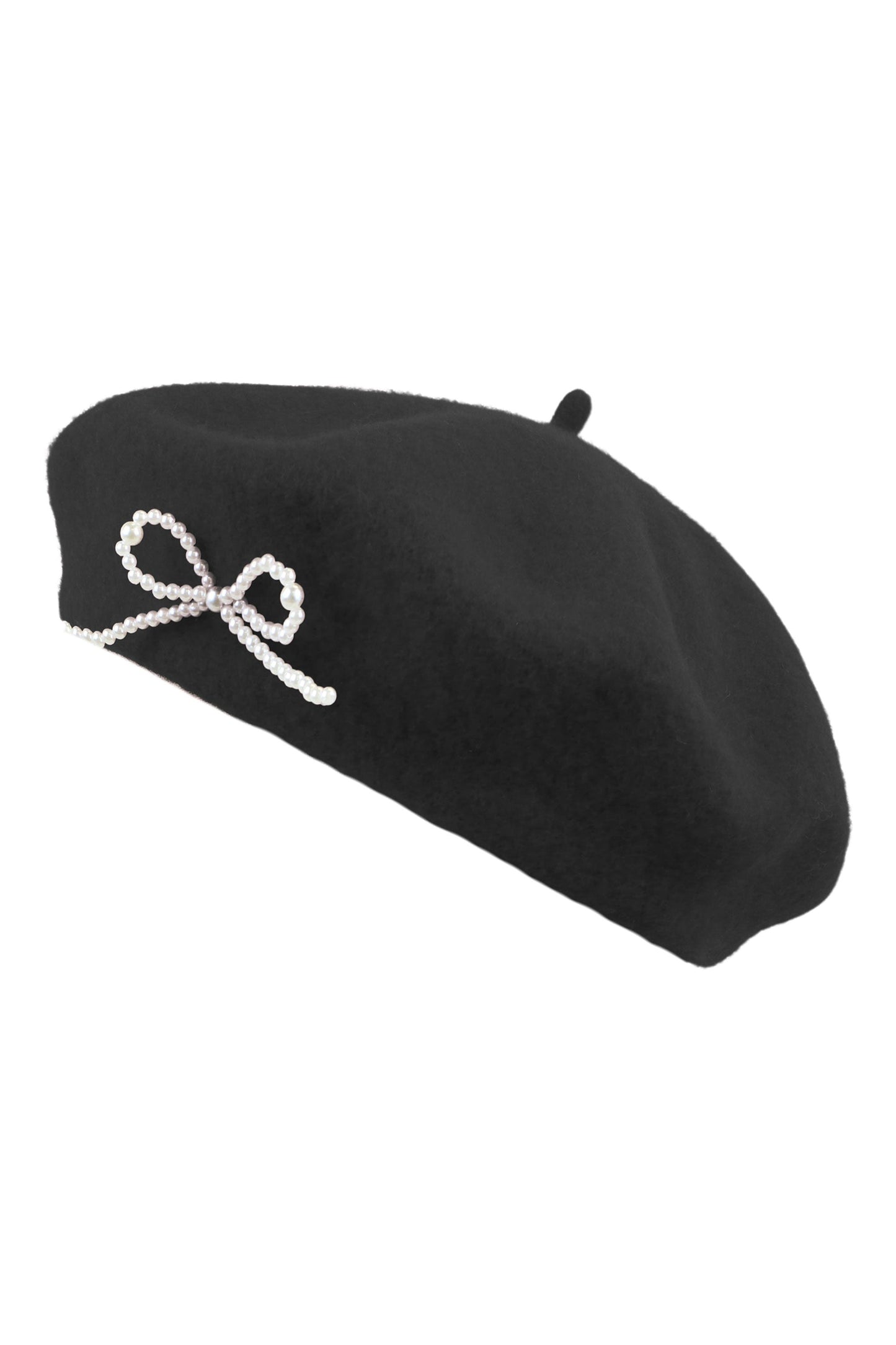Yumi Black Pearl Bow Beret