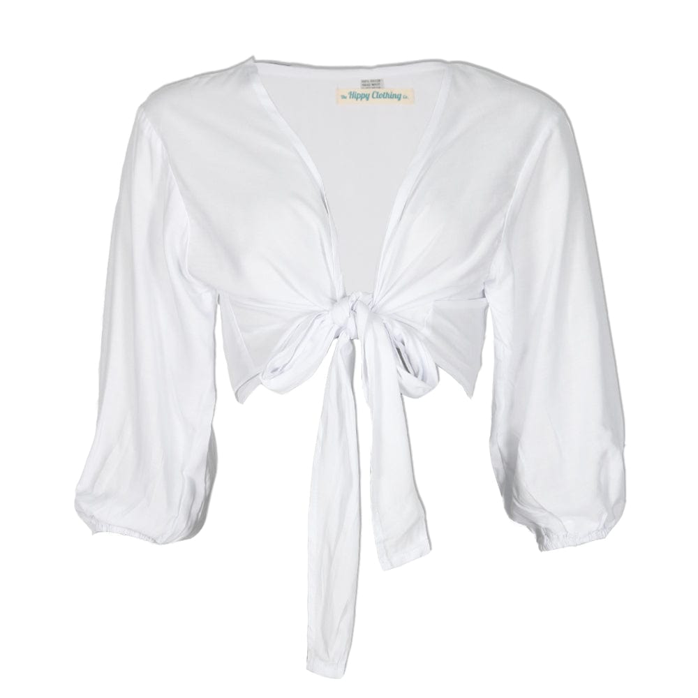 Plain Cuffed Sleeve Wrap Top