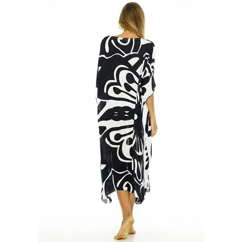 Butterfly Print Cotton Beach Cover up