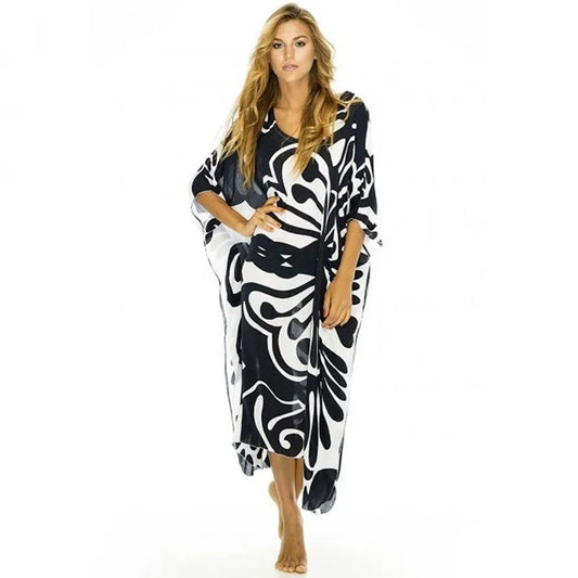 Butterfly Print Cotton Beach Cover up