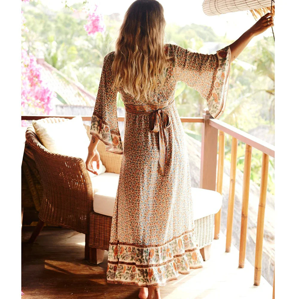 MAXI boho floral print dress