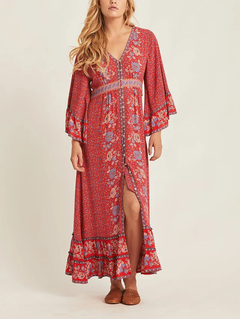 MAXI boho floral print dress