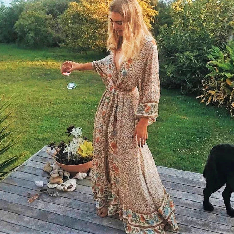 MAXI boho floral print dress