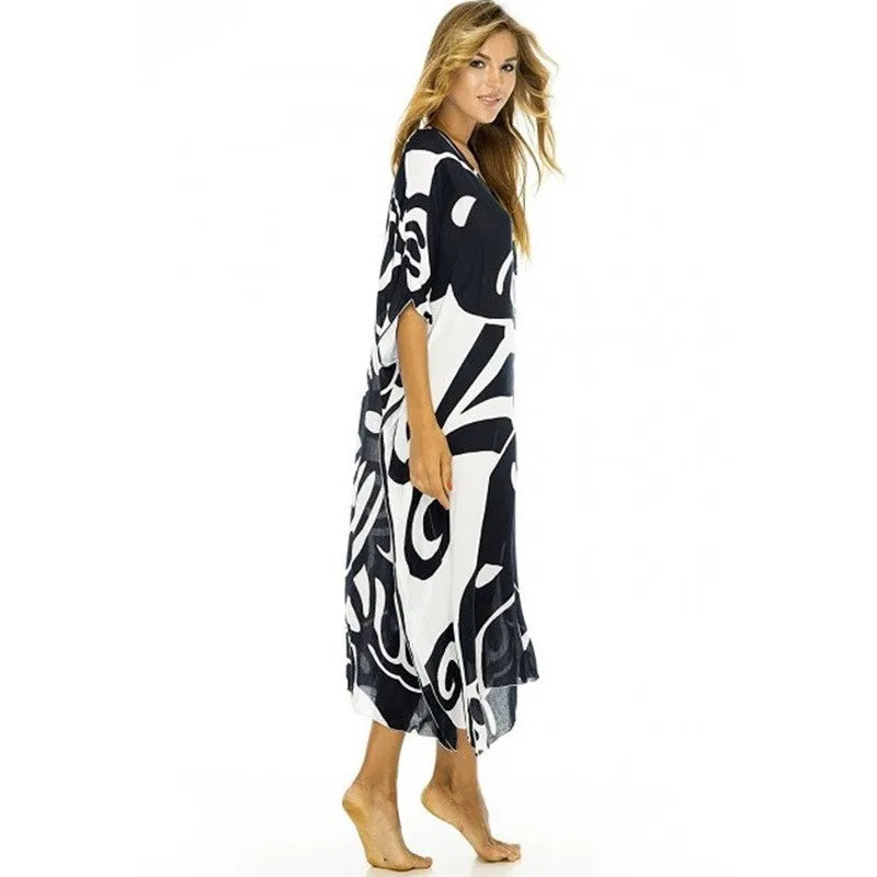 Butterfly Print Cotton Beach Cover up