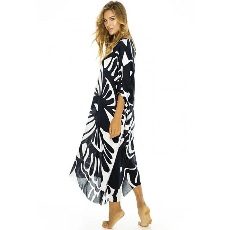 Butterfly Print Cotton Beach Cover up