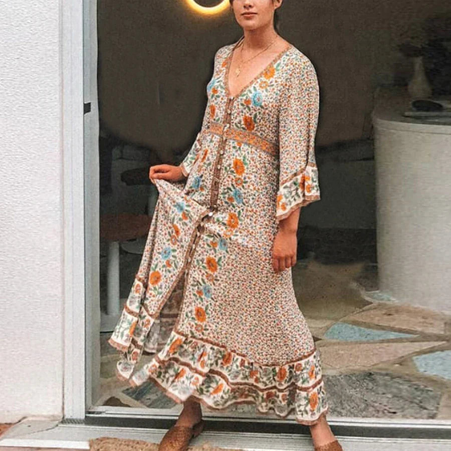 MAXI boho floral print dress