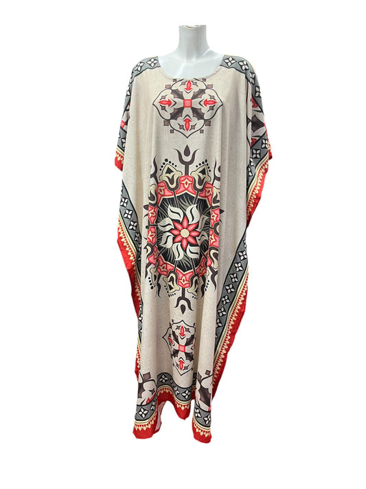 Cream and red kaftan