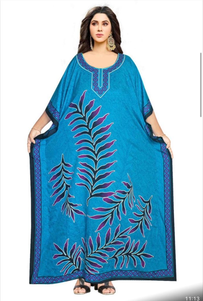 Climbing leaf patterned kaftan,green and various colours/express delivery