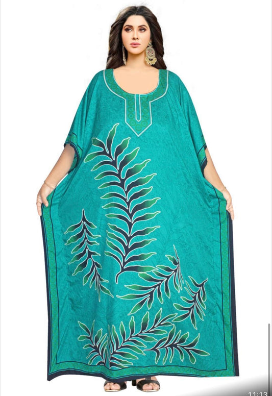 Climbing leaf patterned kaftan,green and various colours/express delivery