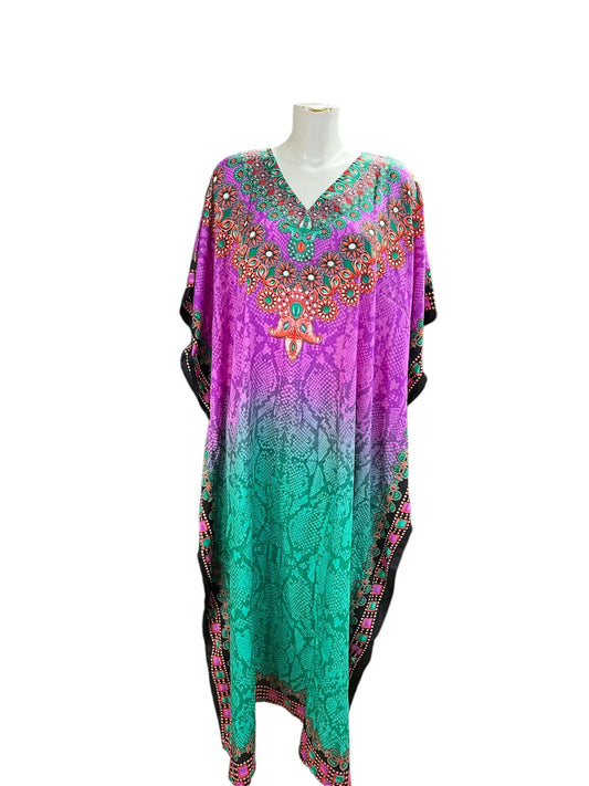 Express Delivery/ Floral neck Kaftan