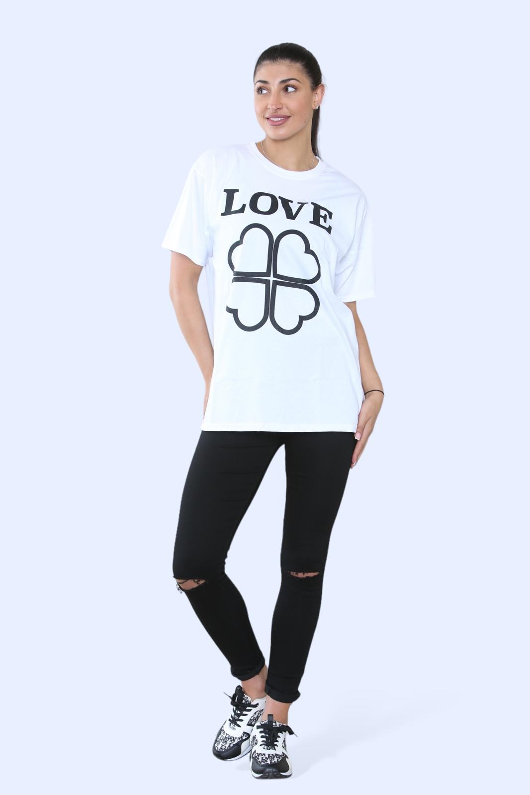 Ladies Love Printed Short Sleeve T-Shirt Top