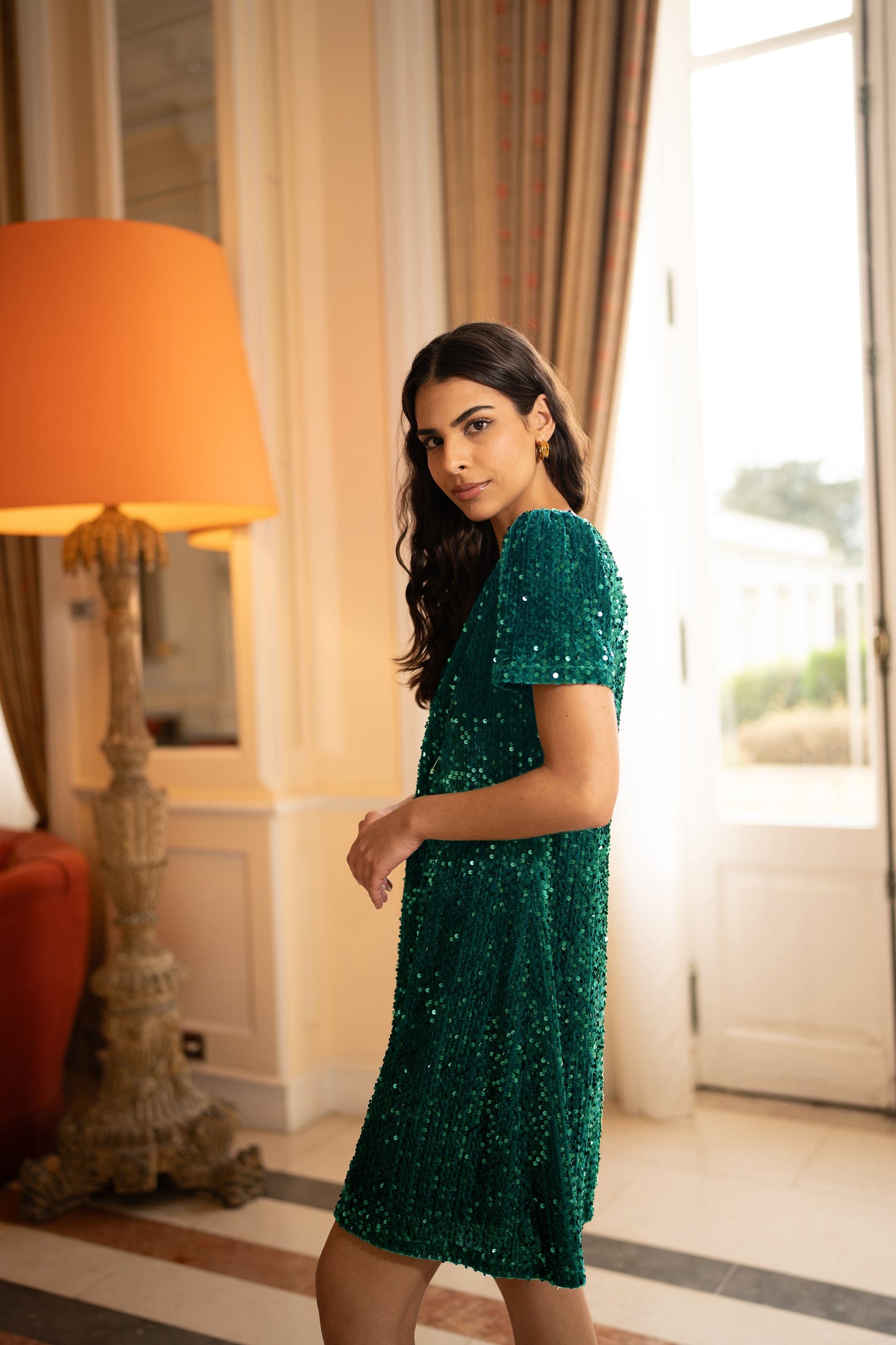 Yumi Green Sequin Tunic Dress