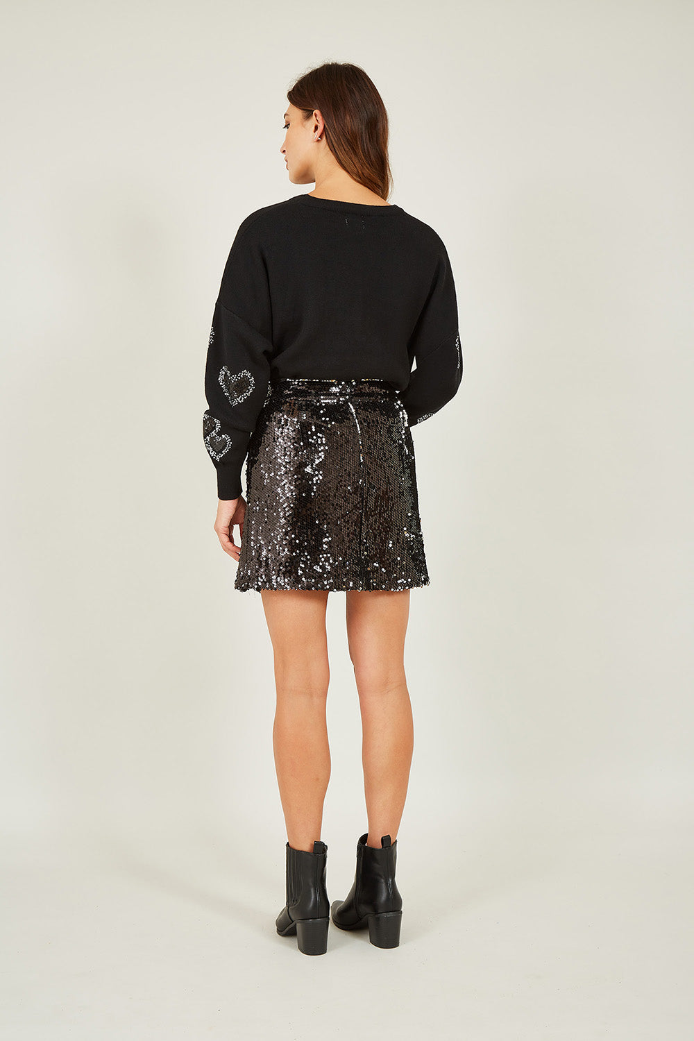 Mela Black Sequin Mini Skirt
