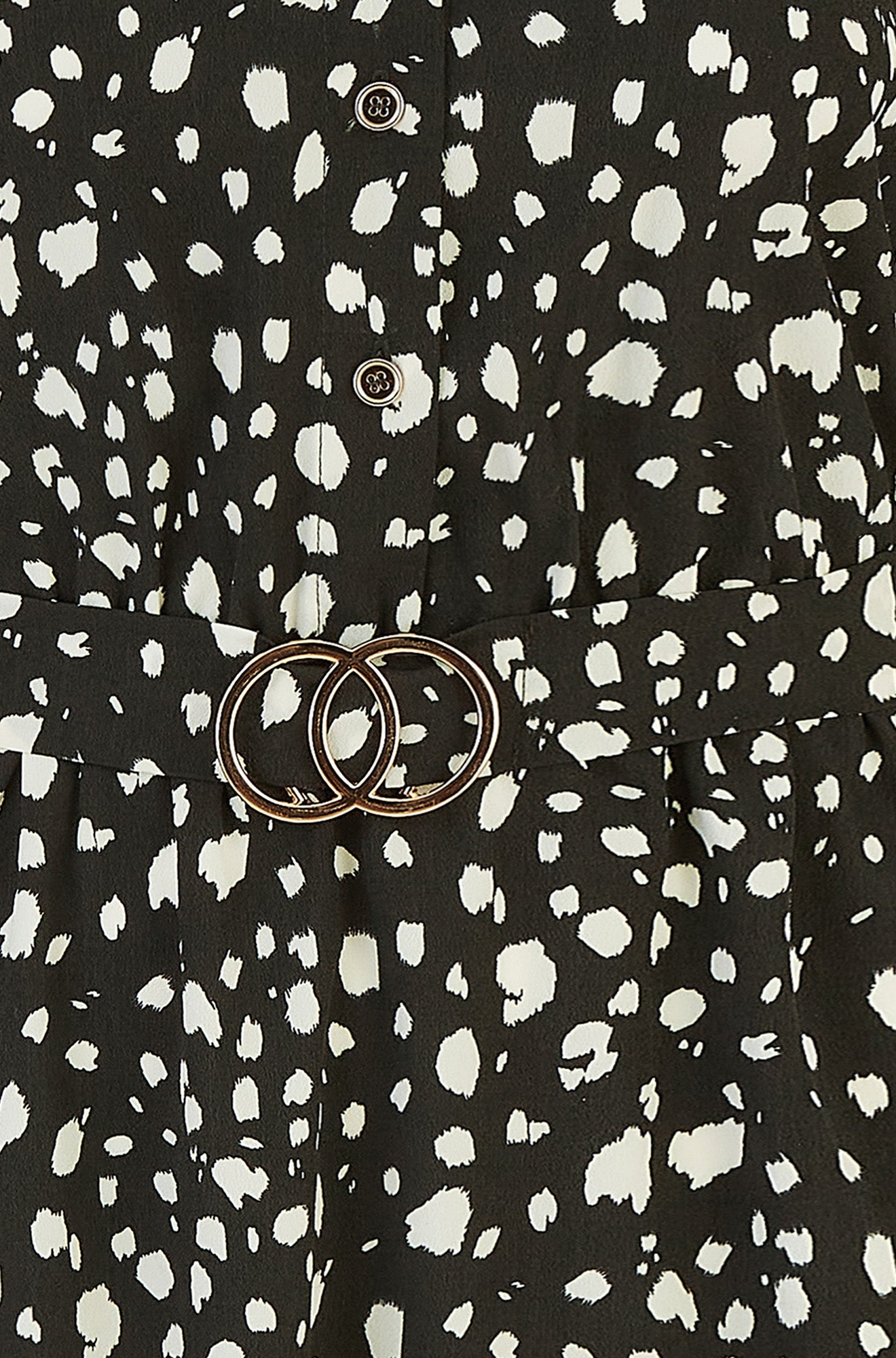 Mela Black Dash Print Skater Dress With Buckle