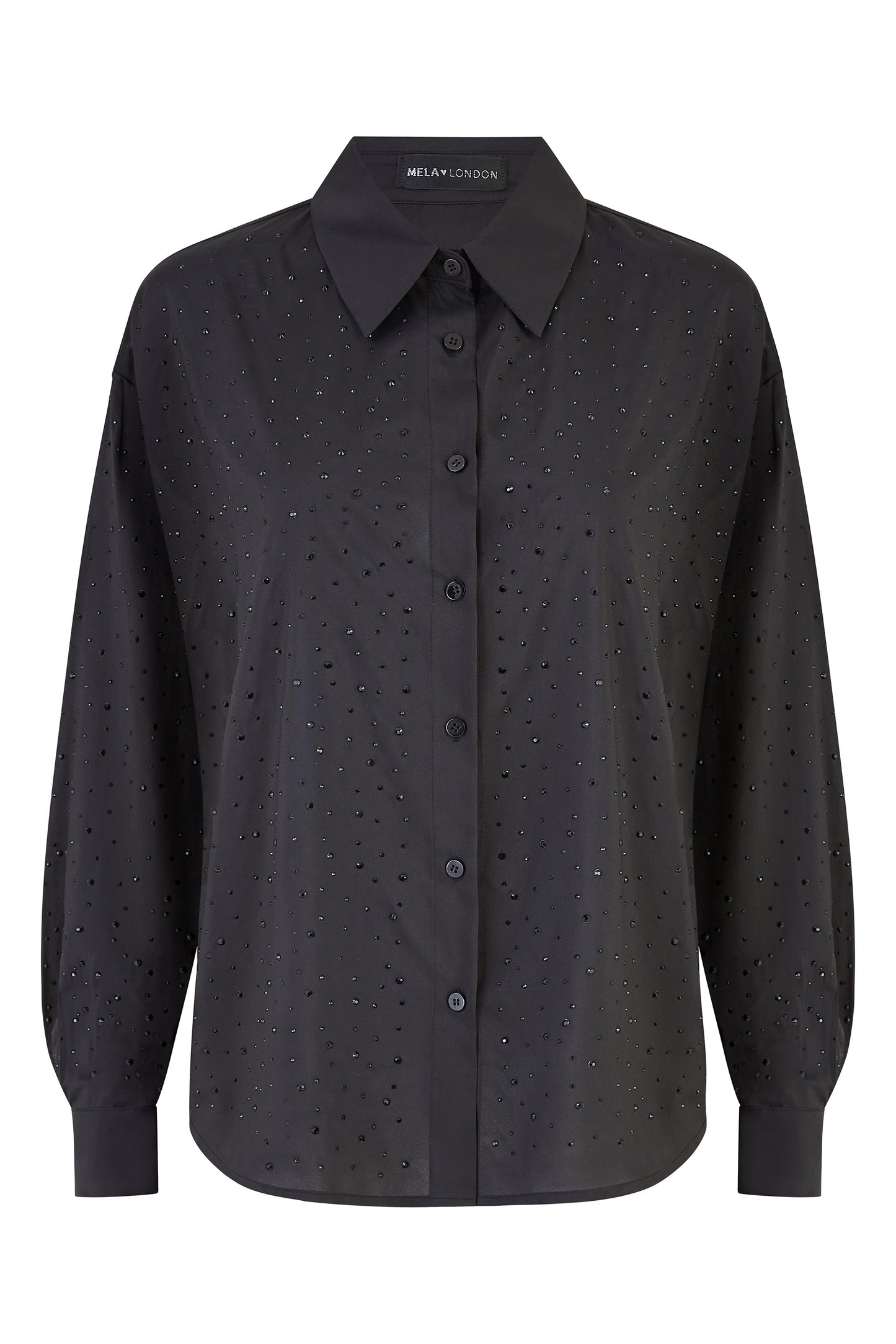 Mela Black All Over Gem Long Sleeve Shirt