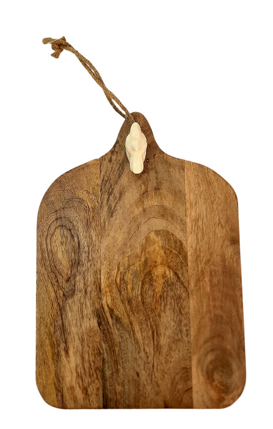 Small Mango Wood Chopping Board with Ceramic Chicken Head