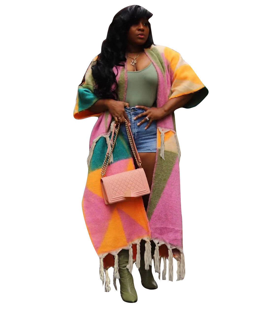 Amazing geometric tassle duster jacket