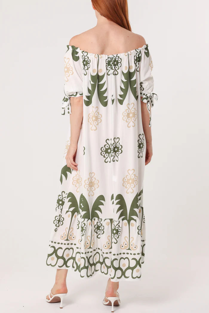 Bardot Printed Bow Sleeve Dress