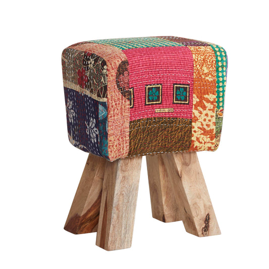 Multi fabric handmade stool