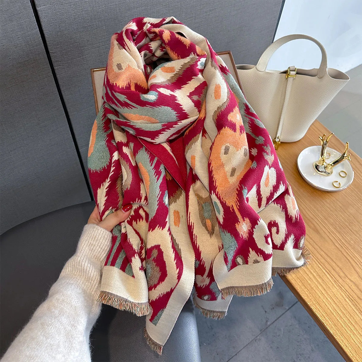 Women Autumn Winter Thick Warm Shawl Wrap Retro Luxury Scarf BigBlanket Bufanda Poncho Echarpe Pashmina Stoles Cold-proof Hijab