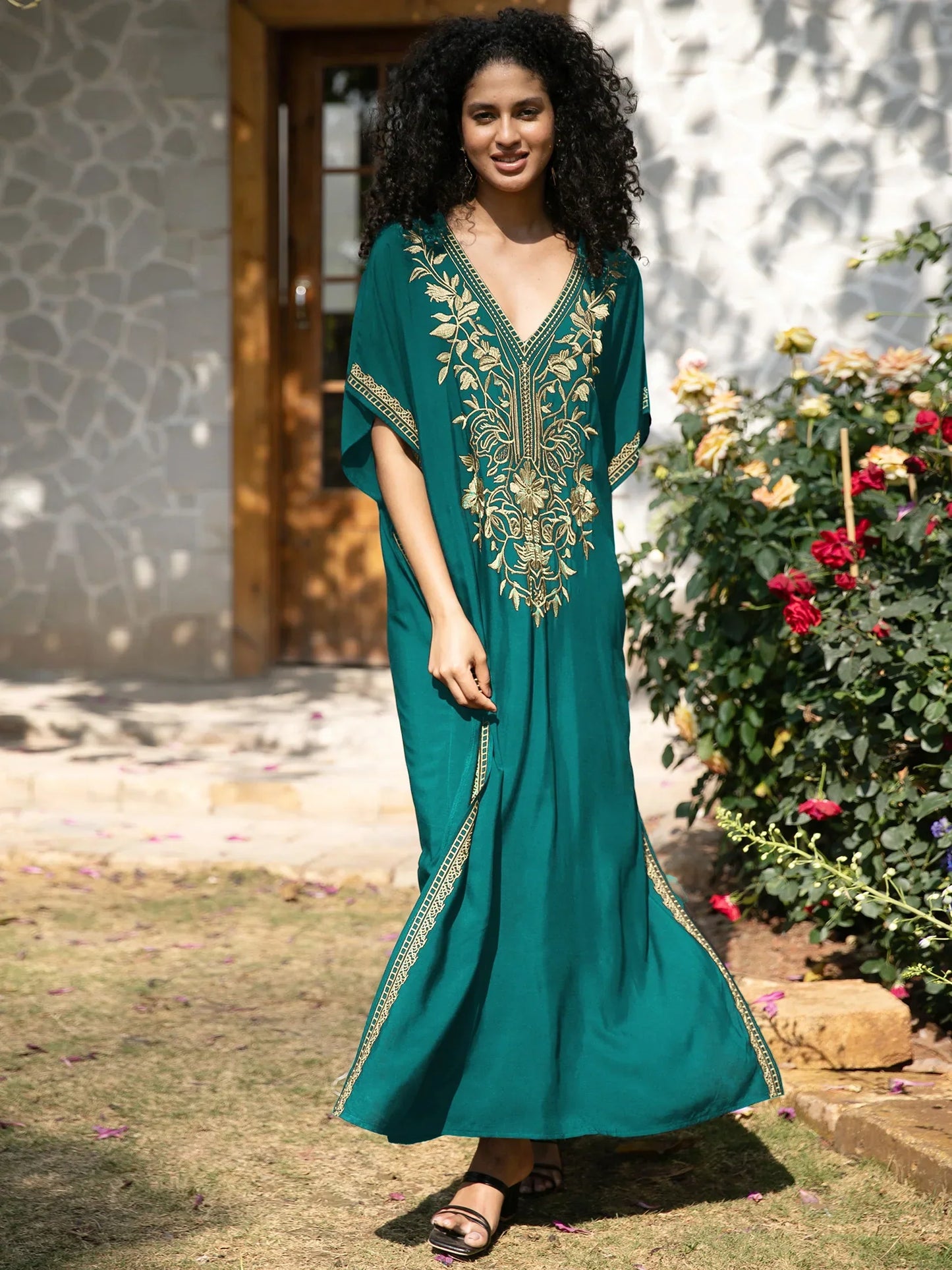 Green Embroidered Kaftan