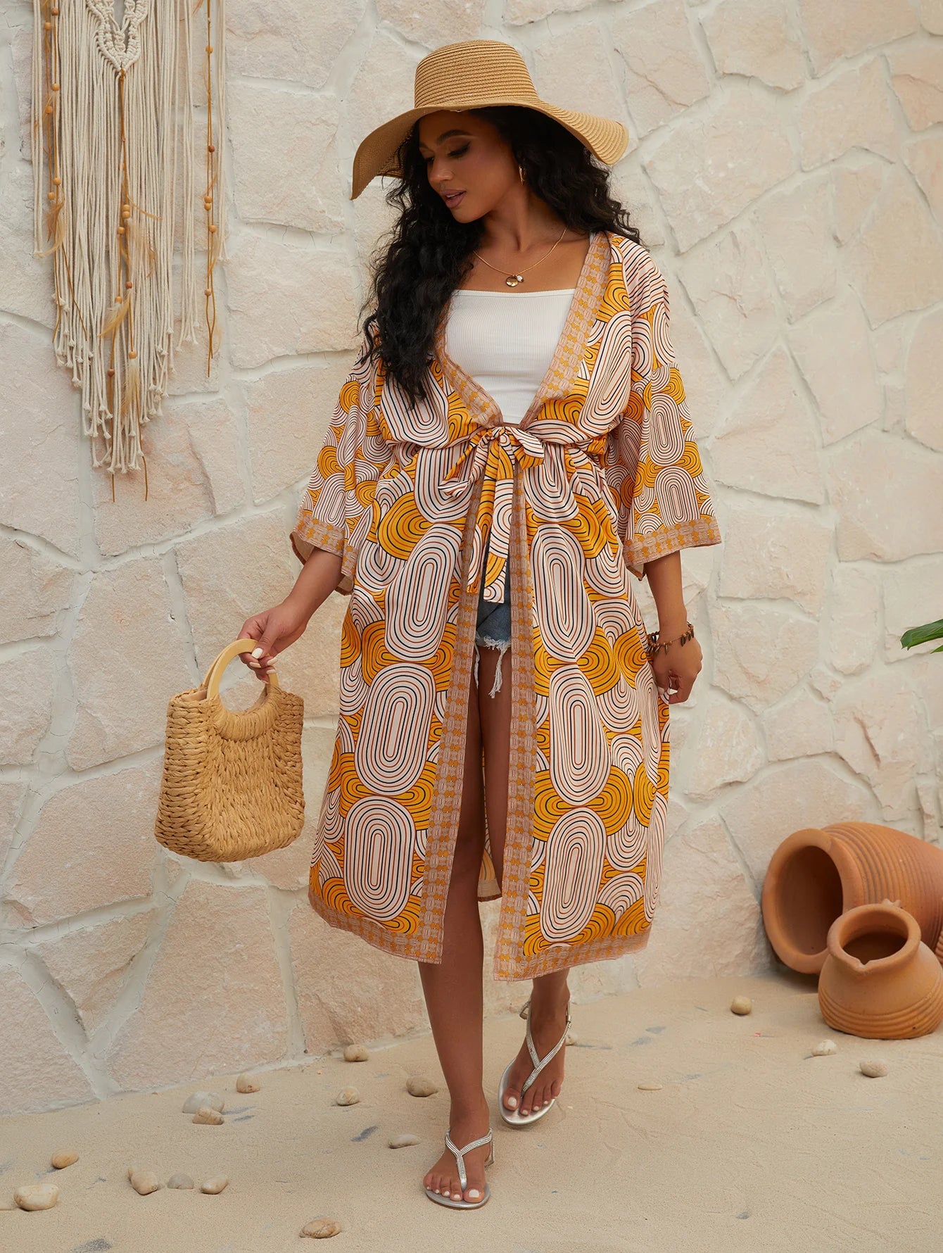 Boho Cover Up/kimono/spring yellow