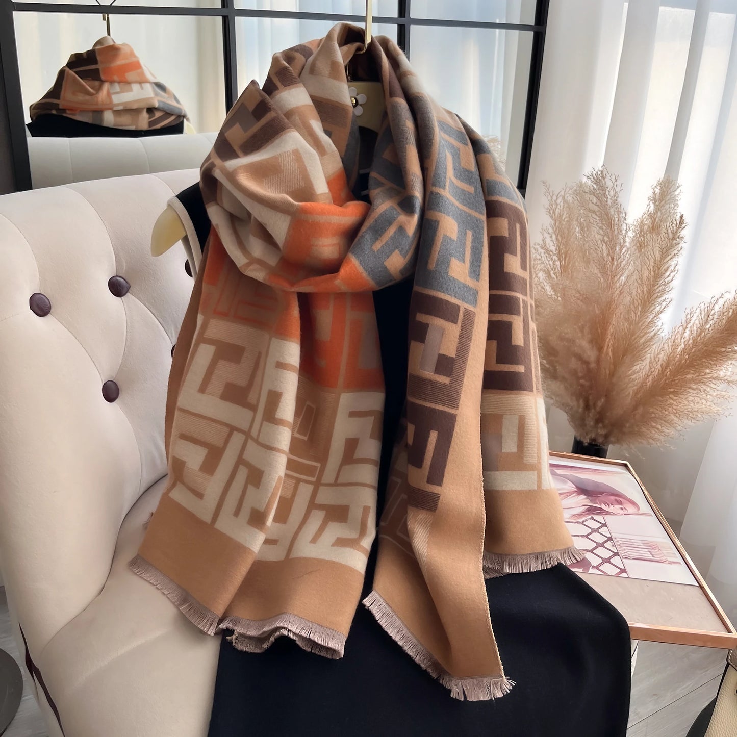 Luxury Women Two-Sided Print Scarf