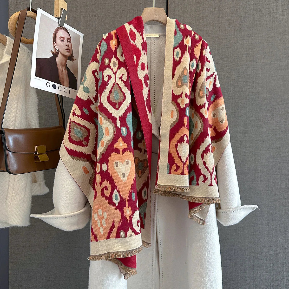 Women Autumn Winter Thick Warm Shawl Wrap Retro Luxury Scarf BigBlanket Bufanda Poncho Echarpe Pashmina Stoles Cold-proof Hijab