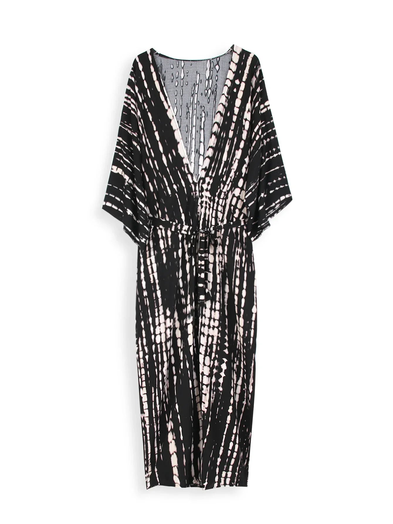 Bohemian Tie dye Striped Long Kimono