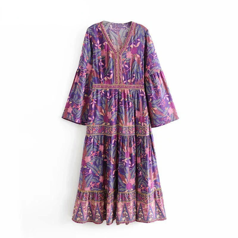 Happie Queens Women Purple Floral Print Dress