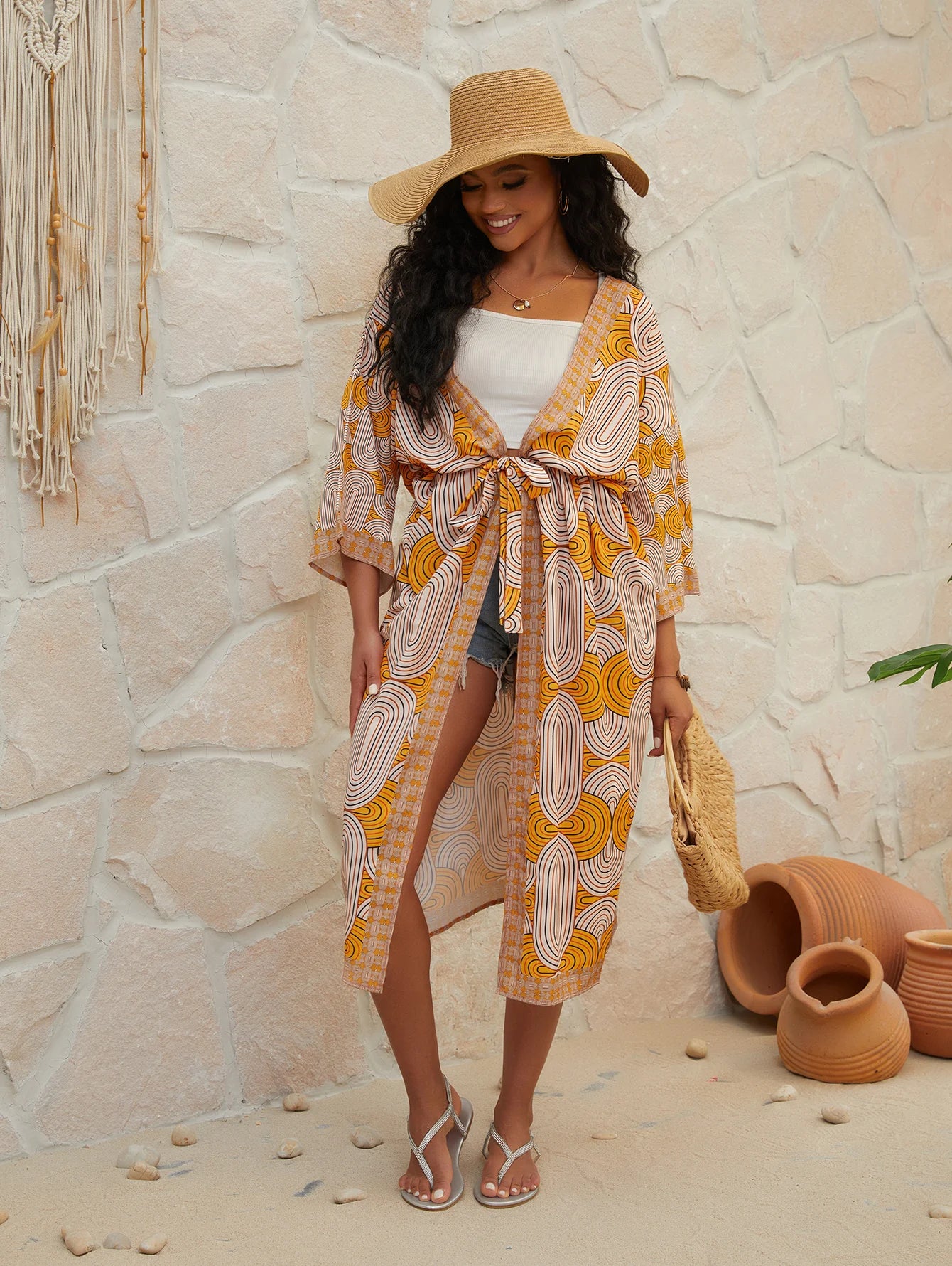 Boho Cover Up/kimono/spring yellow