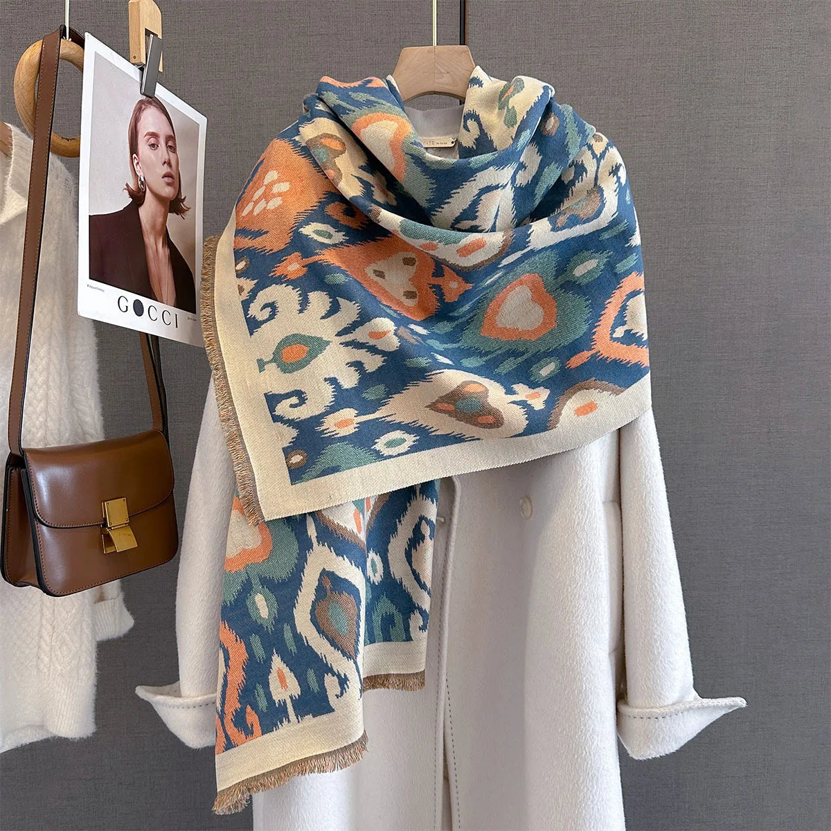 Women Autumn Winter Thick Warm Shawl Wrap Retro Luxury Scarf BigBlanket Bufanda Poncho Echarpe Pashmina Stoles Cold-proof Hijab