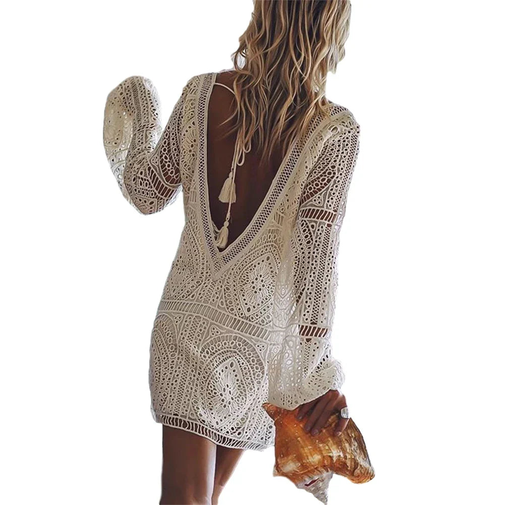 Women Summer Boho Hollow Out Beach Dress