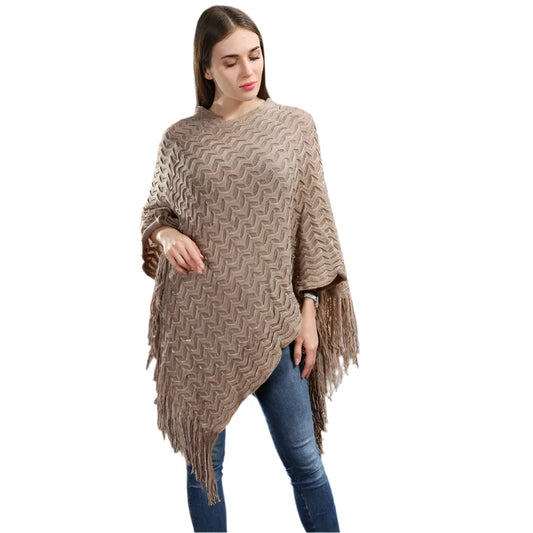 Solid Knitwear Pullover Fashion Street Poncho