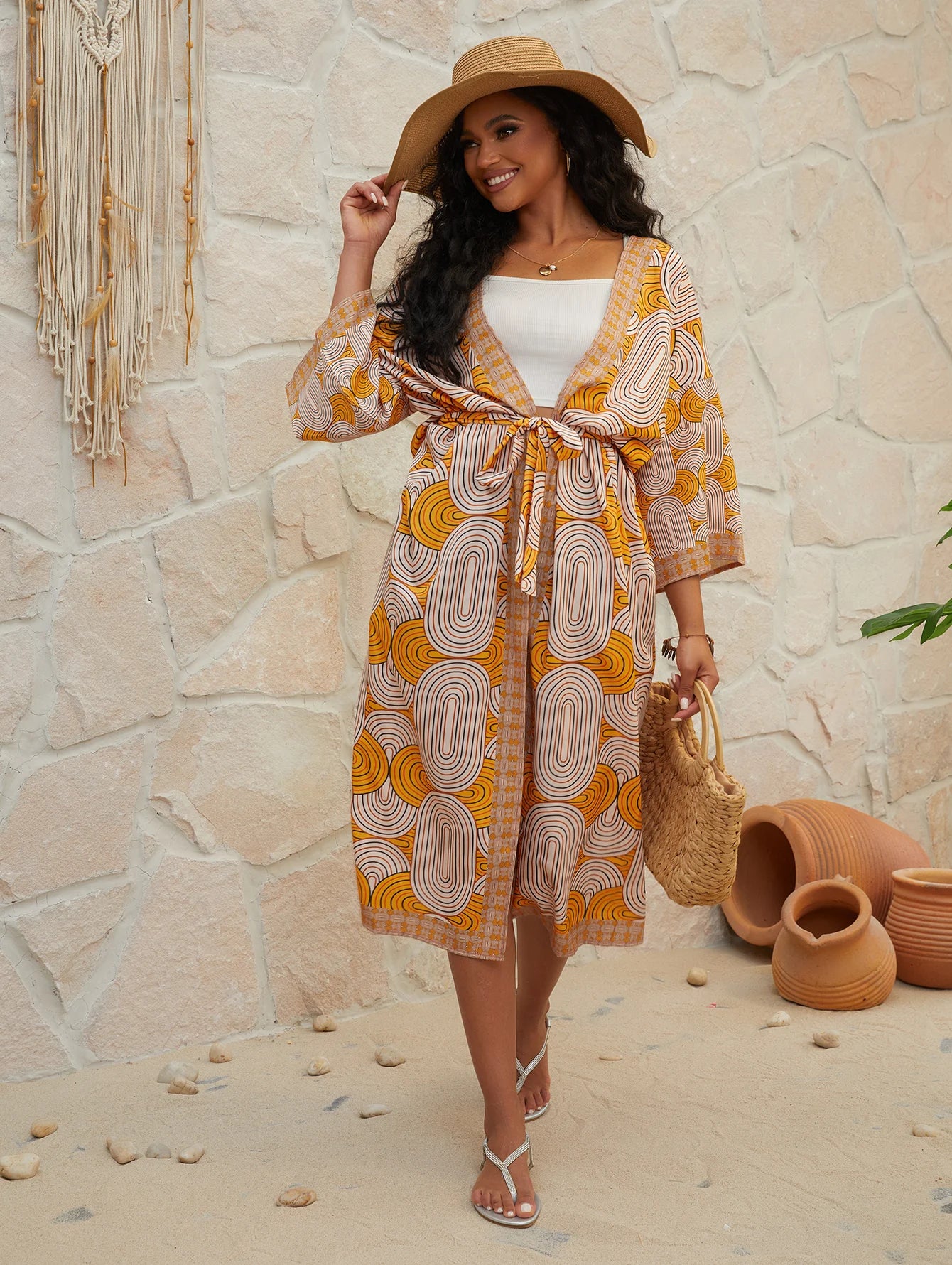 Boho Cover Up/kimono/spring yellow