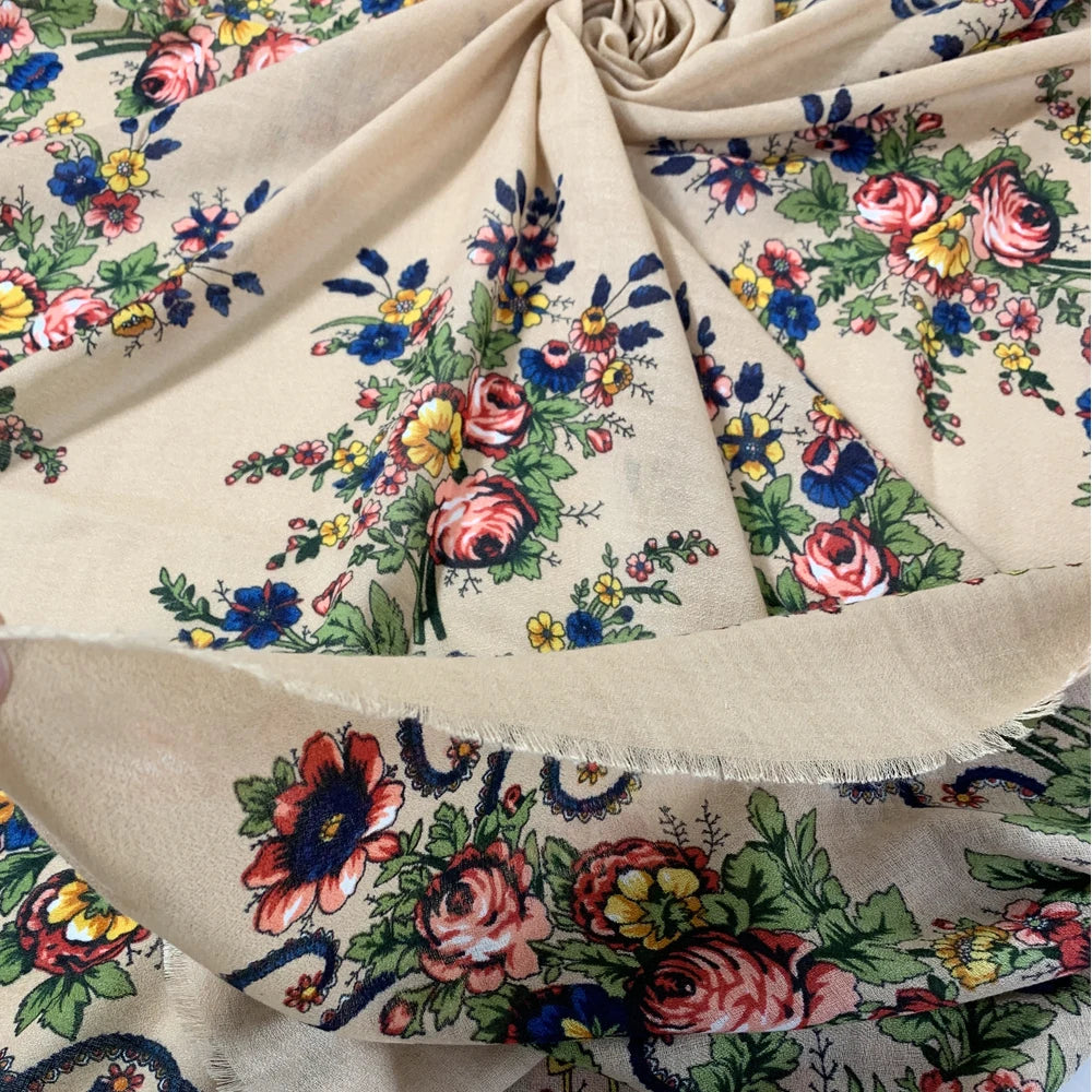 Floral Print Square Scarf for Women, Thin Square Scarf, Breathable Bandana, Beach Stole, Luxury Shawl, 130*130cm