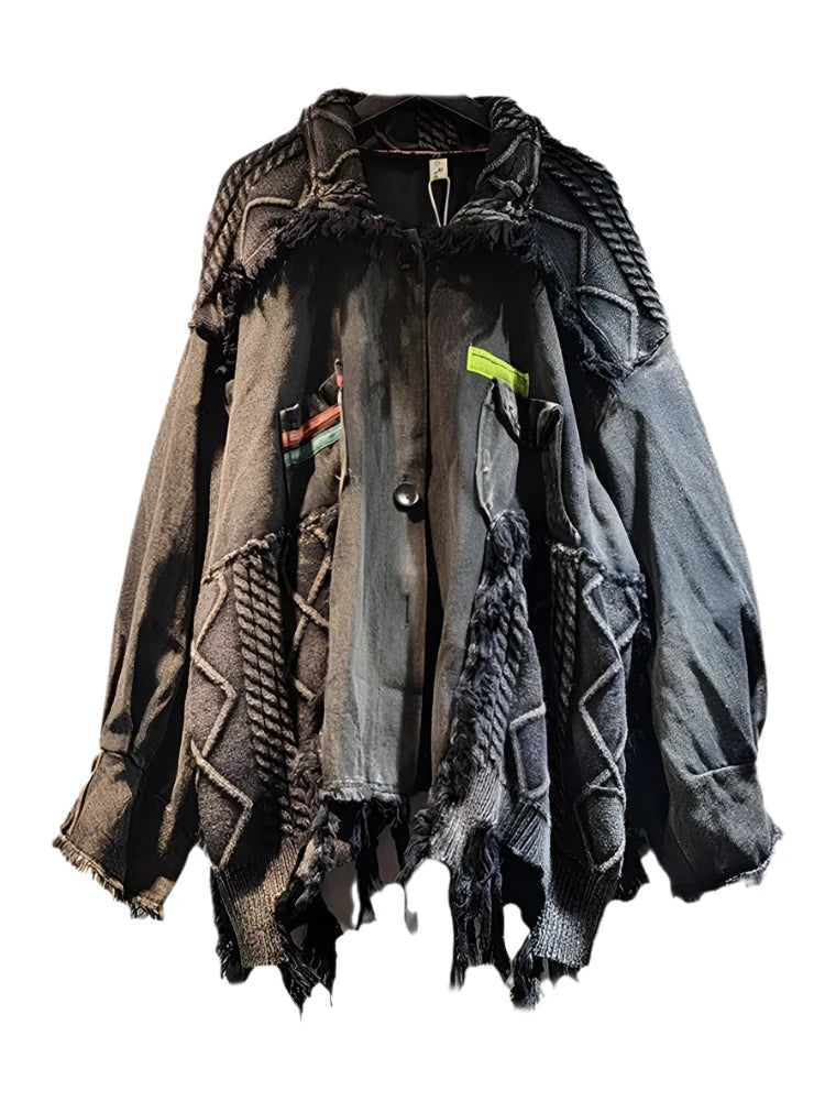 Women's Denim Coat Patchwork Knitted jacket