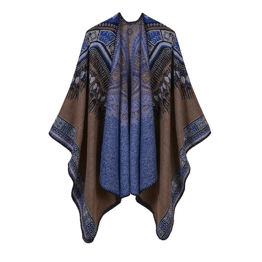 Abstract Pattern Thickened Split Dual-purpose Cape