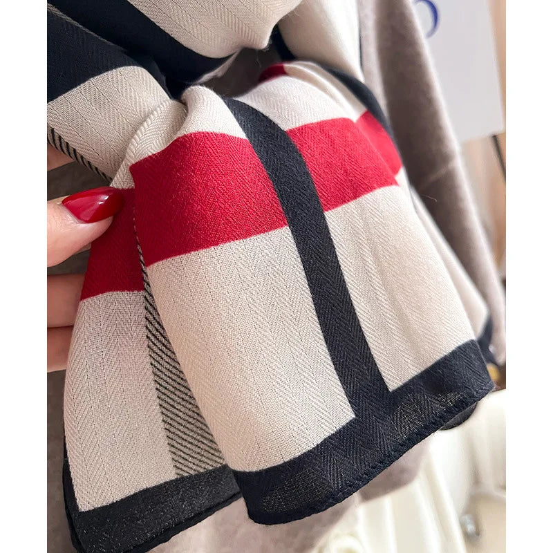 Multicolor Striped Scarf Elegant Style Thin Warm Shawl Autumn Winter Coldproof Cozy Inelastic Scarf For Women