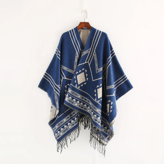 New Indian Nepalese Style Geometric Tassel Split Women Shawl