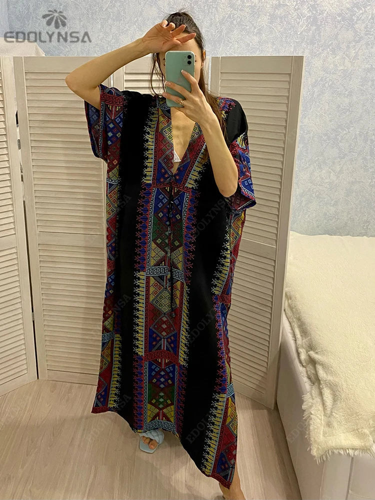 Indie Folk Print Plus Size Kaftan