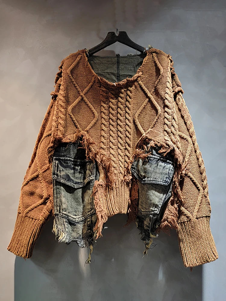 One size Jumper with iregular cut