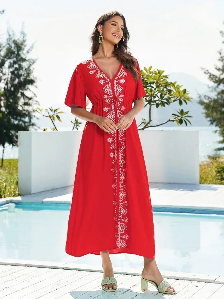 Bohomian Embroidered Flare Sleeve Dress