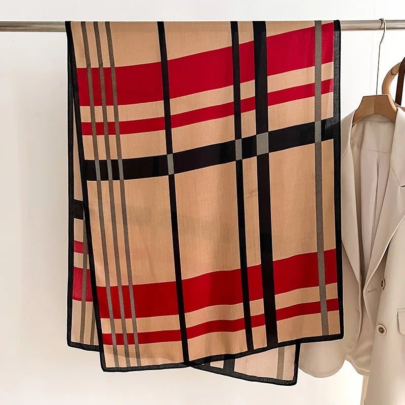 Multicolor Striped Scarf Elegant Style Thin Warm Shawl Autumn Winter Coldproof Cozy Inelastic Scarf For Women