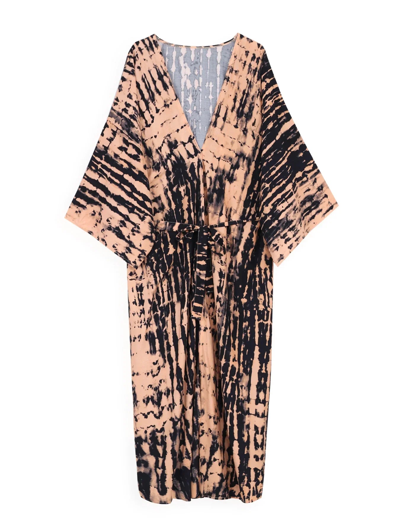 Bohemian Tie dye Striped Long Kimono Dress