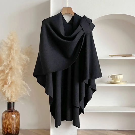 Poncho Winter Warm Solid Color Shawl