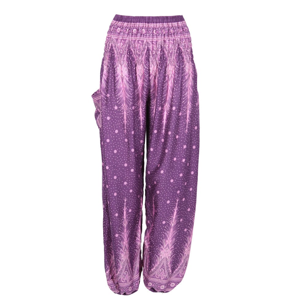 Feather Print Harem Pants