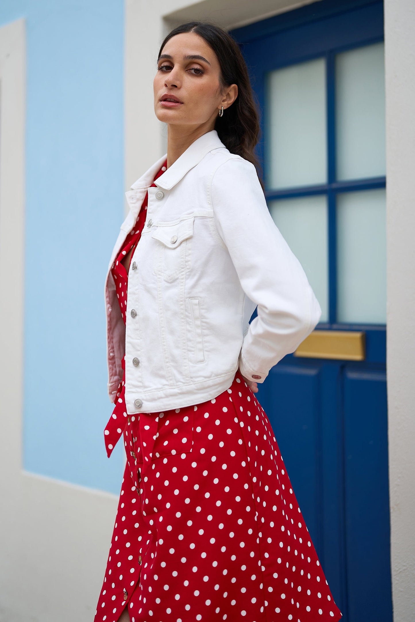 Yumi Red Spot Retro Shirt Dress