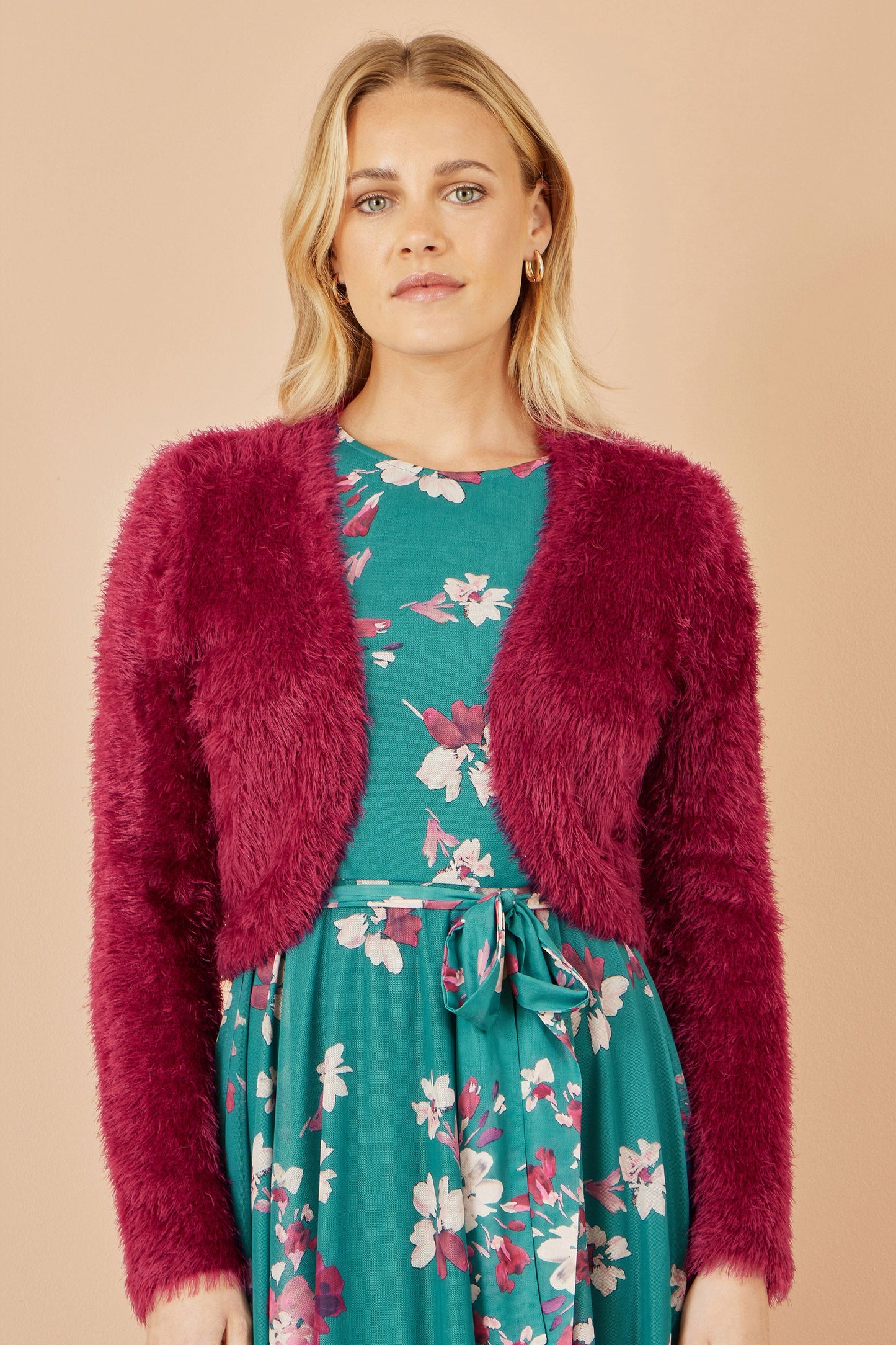 Yumi Burgundy Eyelash Knit Bolero